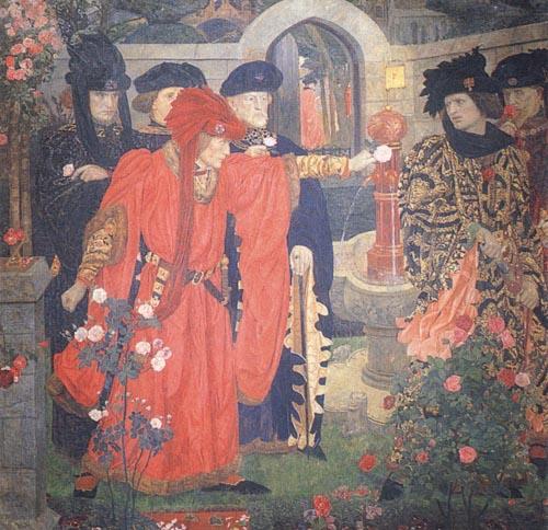 Henry Arthur Payne Plucking the Red and White Roses in the Old Temple Gardens